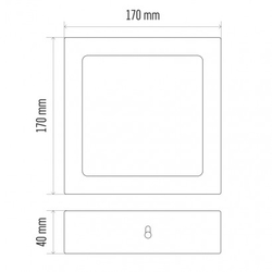 LED panel 170×170, čtvercový přisazený stříbrný, 12W neut.b.