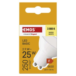 LED žárovka Basic MR16 / GU10 / 2,9 W (25 W) / 250 lm / teplá bílá