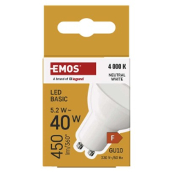 LED žárovka Basic MR16 / GU10 / 5,2 W (40 W) / 450 lm / neutrální bílá