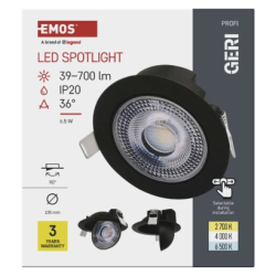 LED bodové svítidlo GERI 6,5W 780LM IP20 CCT černá