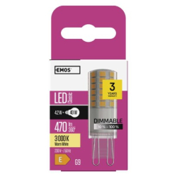 LED žárovka Classic JC / G9 / 4,2 W (40 W) / 470 lm / teplá bílá / stmívatelná