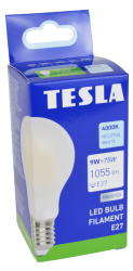 Tesla - LED žárovka FILAMENT BULB, E27, 9W, 230V, 1055lm, 2700K, 360st, mléčná