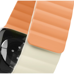 Hama Fantastic Feel, řemínek pro Apple Watch 42/44/45/49 mm, magnetický, oranžový/béžový