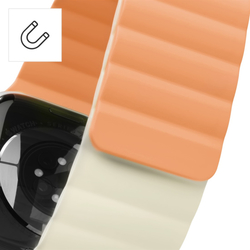 Hama Fantastic Feel, řemínek pro Apple Watch 42/44/45/49 mm, magnetický, oranžový/béžový