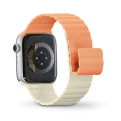 Hama Fantastic Feel, řemínek pro Apple Watch 42/44/45/49 mm, magnetický, oranžový/béžový