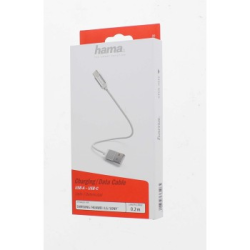 Hama kabel USB-C 2.0 typ A-C 0,2 m, opletený, bílý