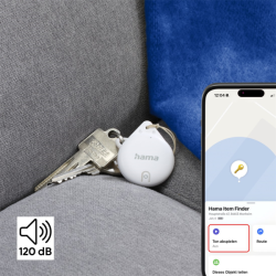Hama lokalizační čip/ vyhledávač klíčů/ předmětů, Apple Find My, certifikace MFi, Bluetooth, bílý