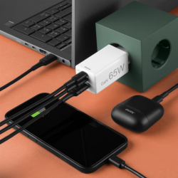 Hama rychlá USB nabíječka GaN 2x USB-C + USB-A, PD/QC, 65 W