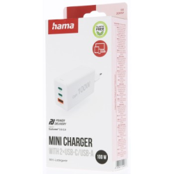 Hama rychlá USB nabíječka GaN 2x USB-C + USB-A, PD/QC, 100 W