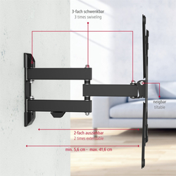 Hama nástěnný držák TV, pohyblivý (2 ramena), 400x400, 1*