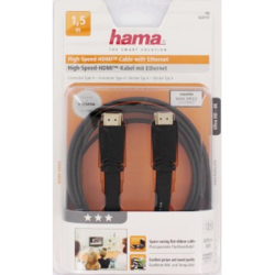 Hama HDMI kabel vidlice-vidlice, plochý, pozlacený, 3*, 1,5 m