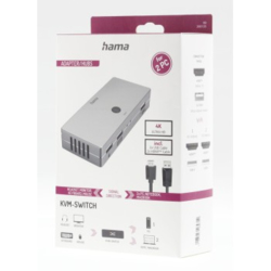 Hama KVM přepínač pro 2 PC na 1 monitor, 3xUSB, 1xHDMI, včetně kabelů