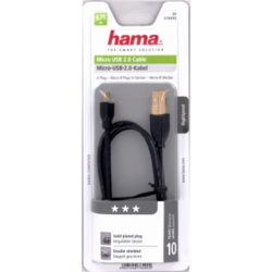 Hama micro USB 2.0 kabel, typ A - micro B, 0,75m, černý